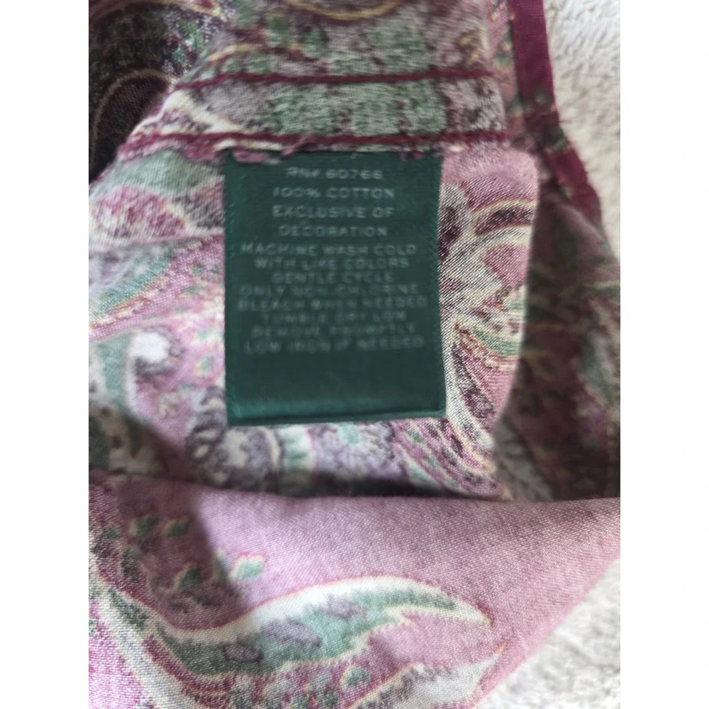 Lauren Ralph Lauren Pajama Set Womens M Maroon Paisley Gold Crest Sleepwear PJ